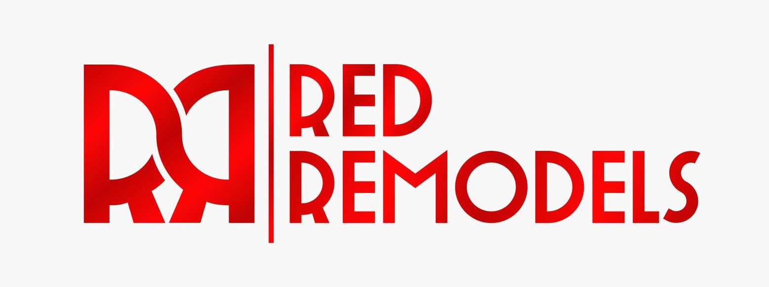 A red remodels logo on a white background.